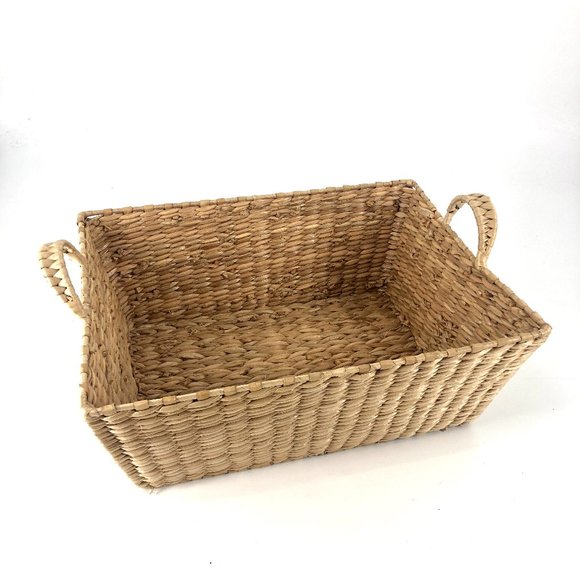 SOLD Boho Woven Storage Basket with Handles